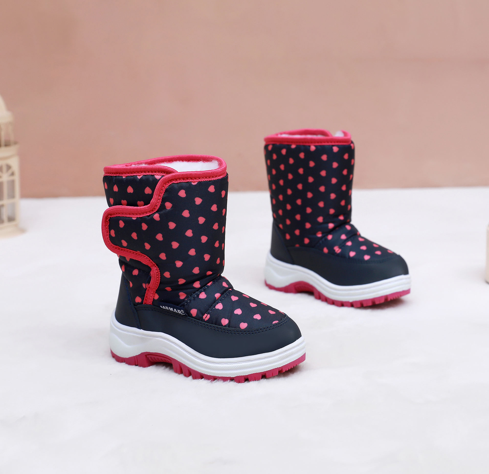 Velcro Hook Loop - Kids Polka Dot Snow Boots Boys