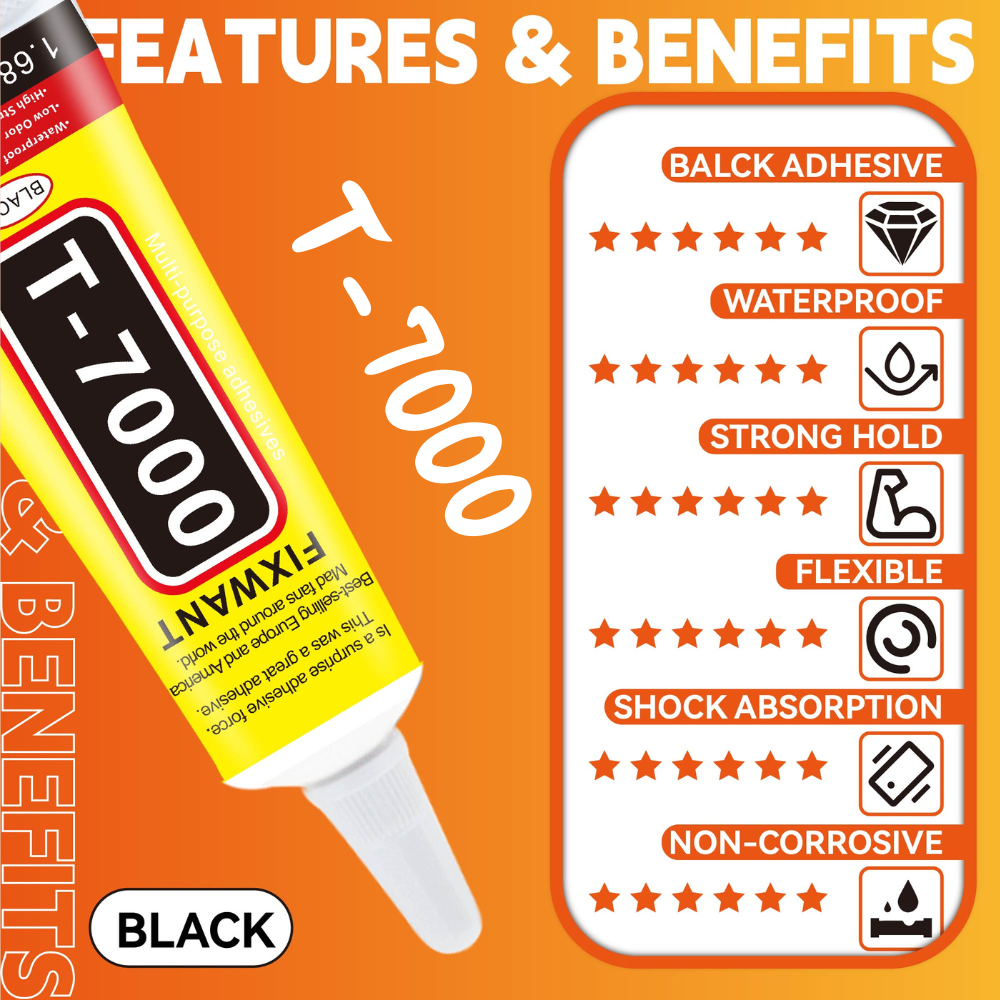 100PCS 15ML T-7000 Black Conta - огляд і ціна Contact Cement Glue