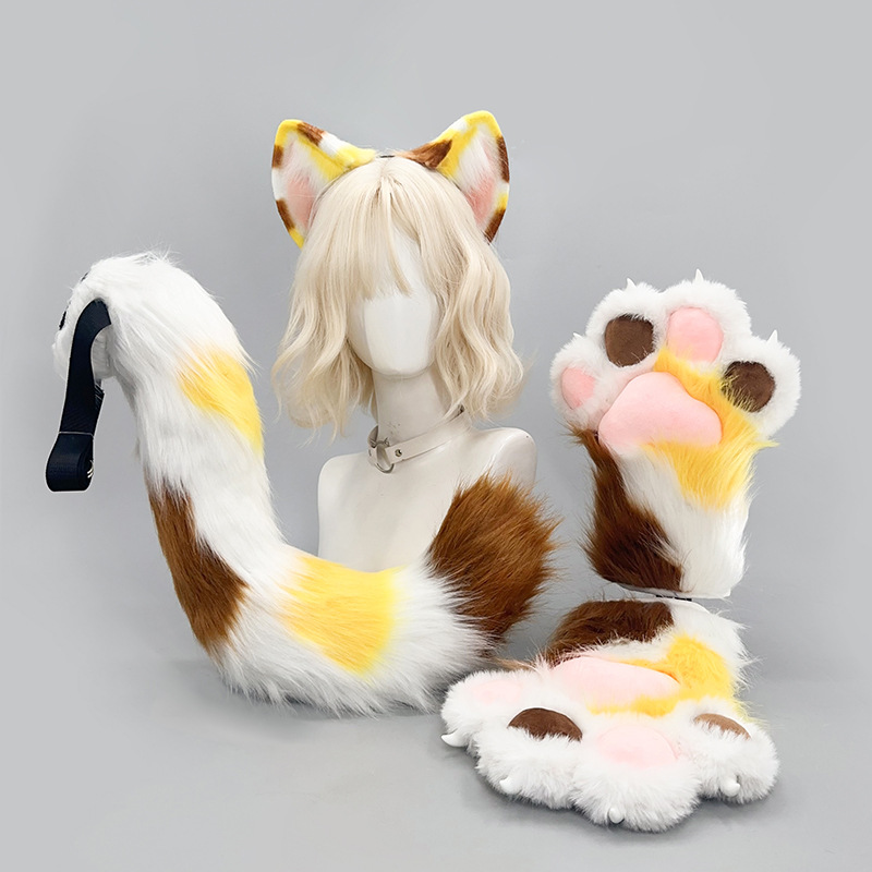 Furry Cat Ears Tail Paws Set C - огляд і ціна Detachable Cosplay Prop