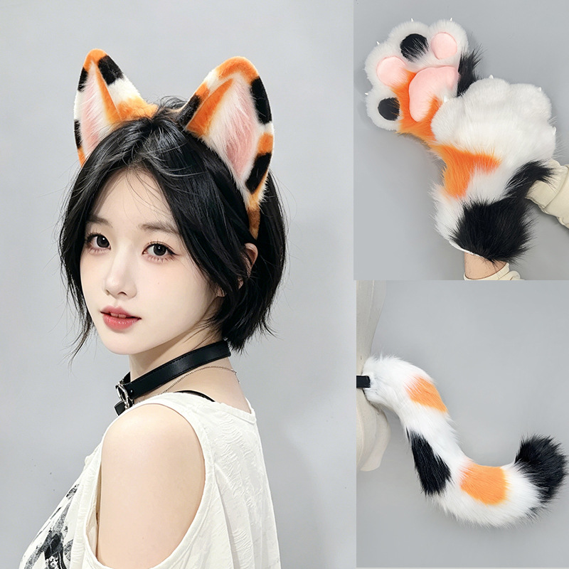 Furry Cat Ears Tail Paws Set C - огляд і ціна Detachable Cosplay Prop