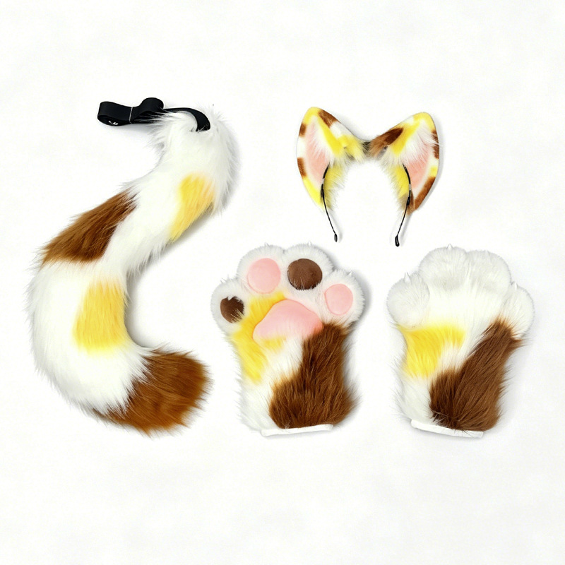 Furry Cat Ears Tail Paws Set C - огляд і ціна Detachable Cosplay Prop
