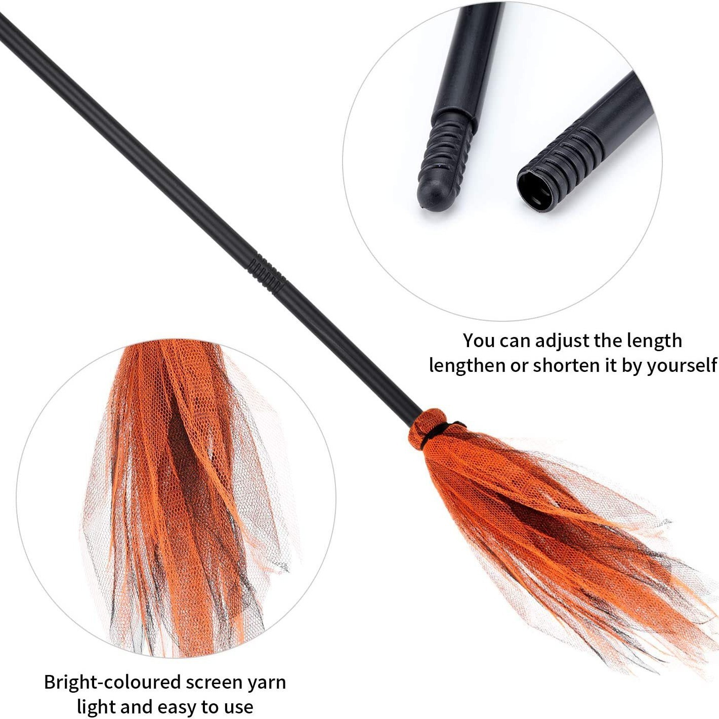 Halloween LED Witch Broom, Det - огляд і ціна Detachable Cosplay Prop